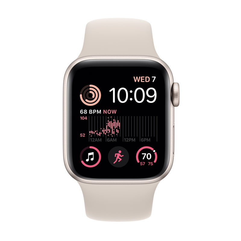 Apple Watch SE (2nd Gen) 44mm Starlight Aluminum Case with Midnight Sport Band